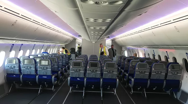 Inside the 787-10 Dreamliner at Boeing South Carolina in North Charleston on Oct. 5, 2017.