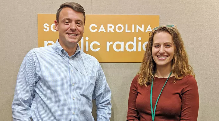 Gavin Jackson (l) and Maayan Schechter in the South Carolina Public Radio studios in Monday, October 21, 2019.