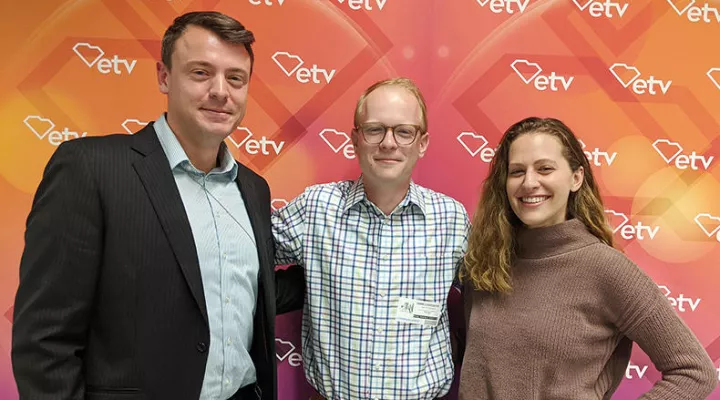 Gavin Jackson (l) with Jamie Lovegrove and Mayaan Schechter (r) on Monday, December 9, 2019.