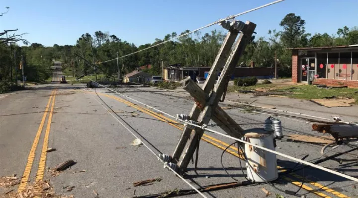 Damage from tornado