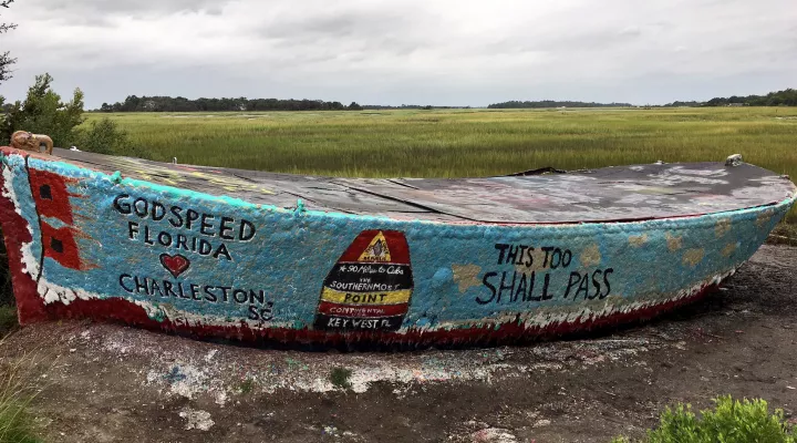 BOAT AT FOLLY BEACH, PAINTED