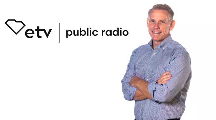Image of Anthony Padgett with SCETV and public radio logo