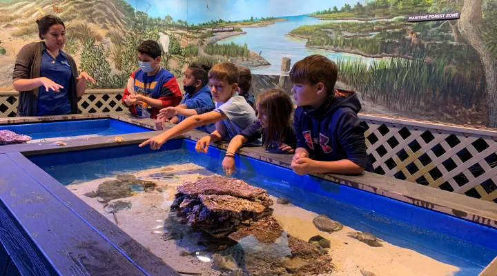 Students on a field trip to a science museum