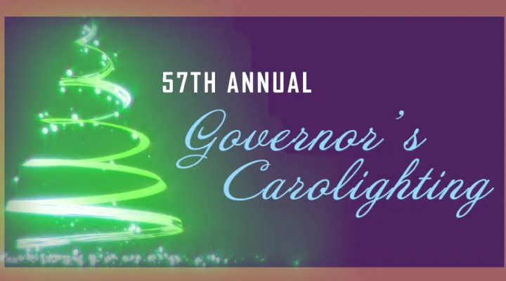 graphic of christmas tree with text 57th annual governor's carolighting