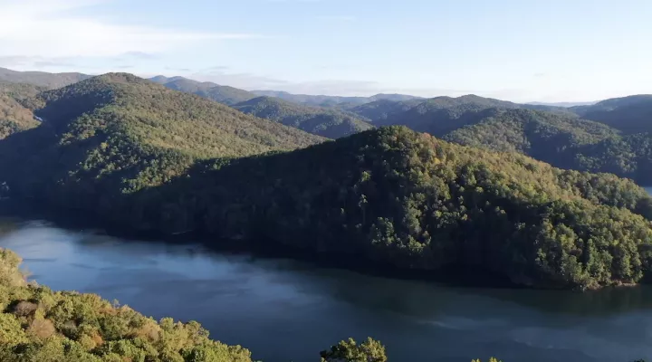 A view of Lake Jocassee from the sky