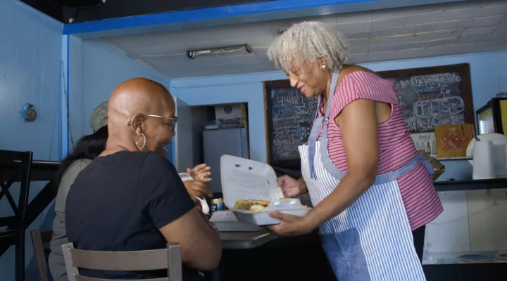 Man ordering in a restaurant