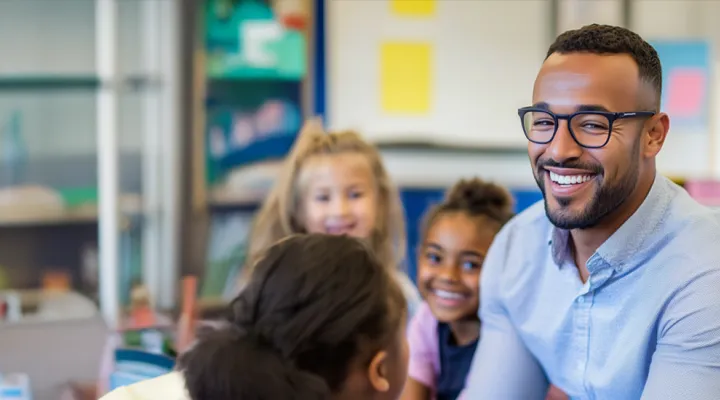 photo of male teacher in classroom with students