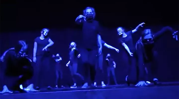Still frame from video of Beechwood Middle School Musical Theatre performing THRILLER