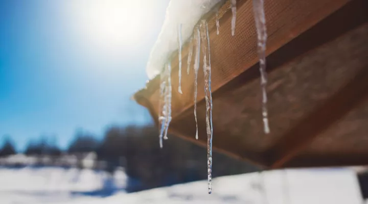 Icicles on roof of house