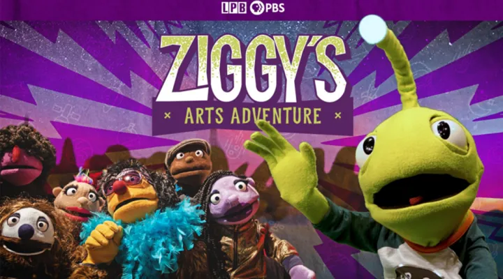 graphic showing characters of LPB show, Ziggy's Arts Adventure