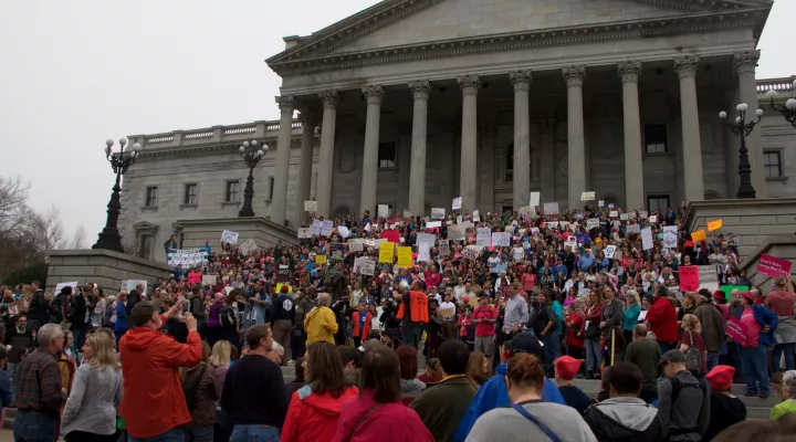 people rally at the South Carolina state house