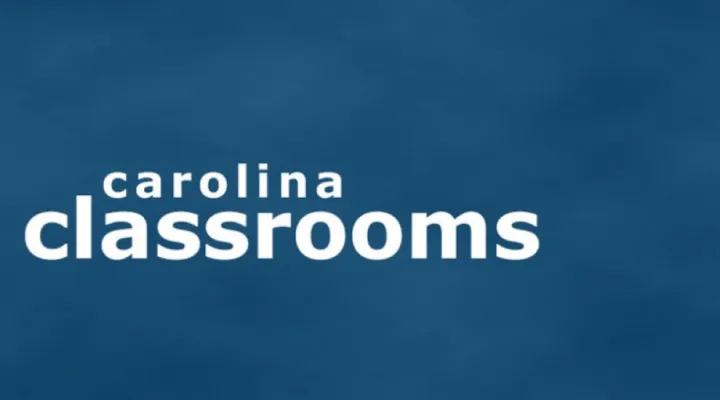 graphic with blue background and words 'Carolina Classrooms'