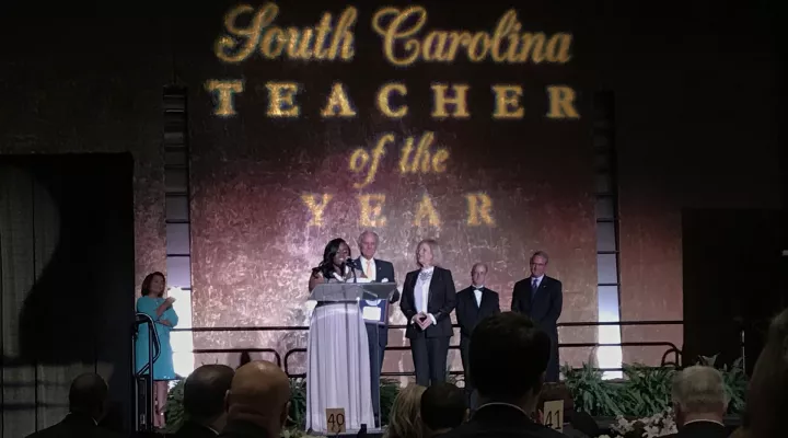 Chanda Jefferson, South Carolina Teacher of the Year for 2020, makes her acceptance speech