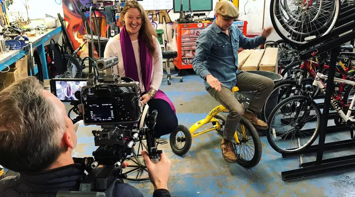 Inside a bicycle shop