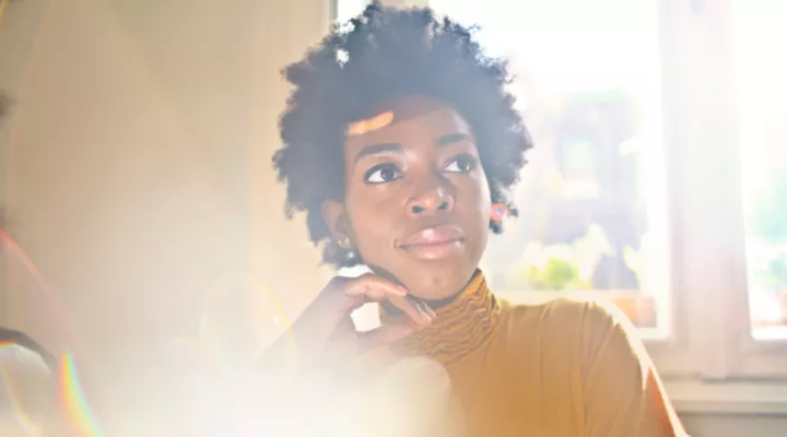 picture of woman with lighting glow effect