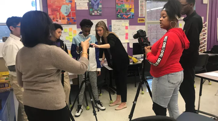 Legacy Charter High School Students Learning How to Use DSLR Cameras