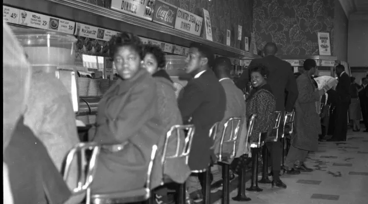 Students participating in a sit-in