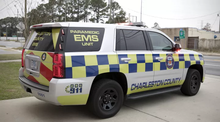 EMS Vehicle Prepares to Leave on Call