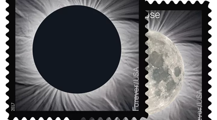 The Total Eclipse of the Sun Forever stamp commemorates the upcoming Aug. 21 eclipse.