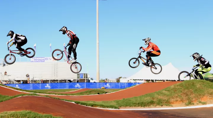 Photo of competitors at the UCI BMX World Cup Event held in Rock Hill, SC.