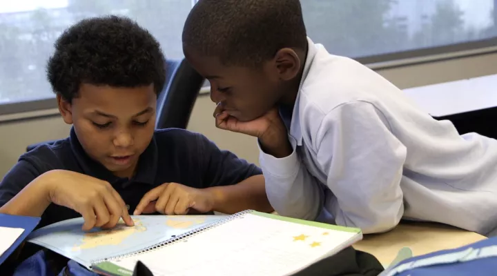 Students studying together after school