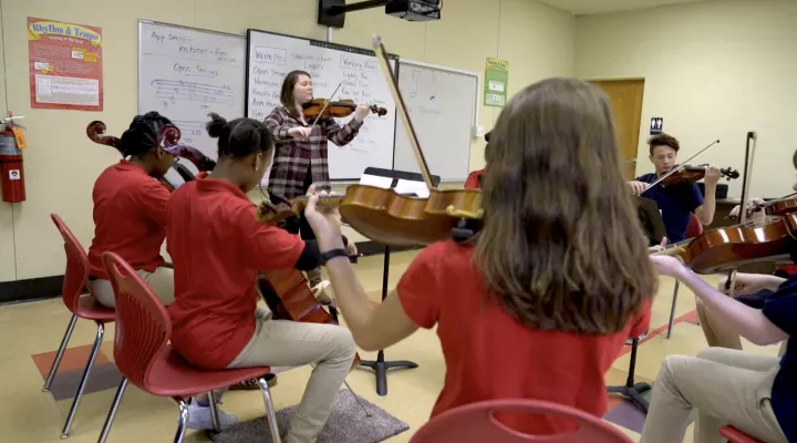 Students playing violin