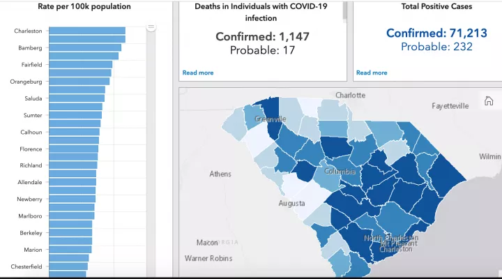 Reported COVID-19 cases in South Carolina