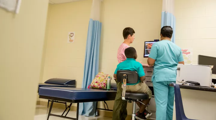 Student Visiting School Nurse through Telehealth