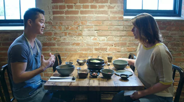 SOMEWHERE SOUTH host and chef Vivian Howard with Chef Mike Lee