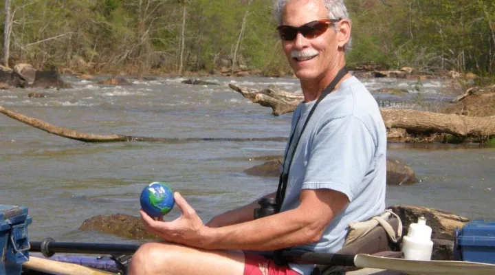 Bill Stokes with a ball on the river