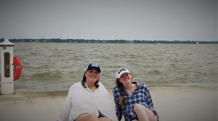 Me and my roommate Taylor on a rather overcast Fourth of July on a dock in Charleston.