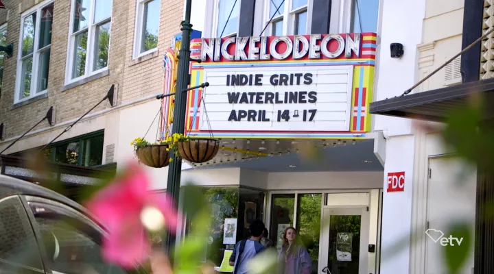 Sign on the Nickelodeon Theater about Indie Grits