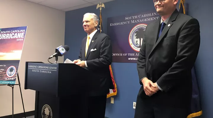 Gov. Henry McMaster holds a press conference on Hurricane Irma on Sept. 6, 2017. 