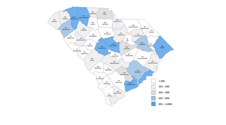 COVID-19 cases in SC