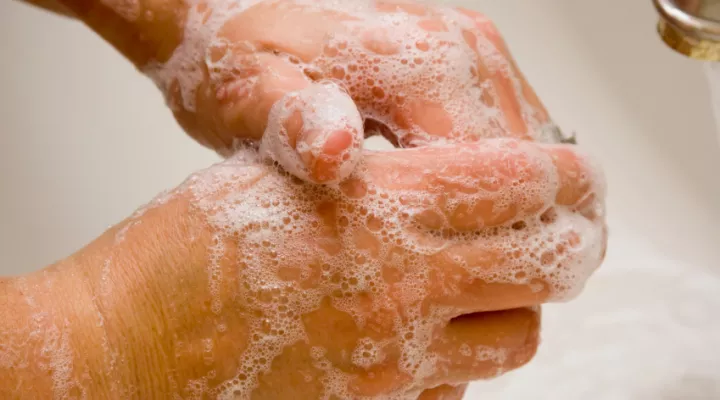 File photo of a woman washing her hands