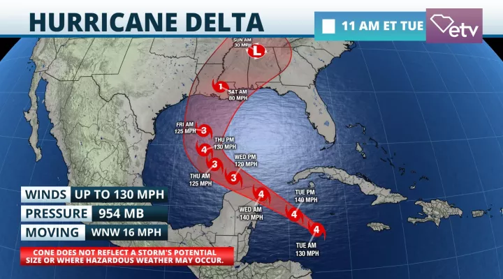 Hurricane Delta Cone