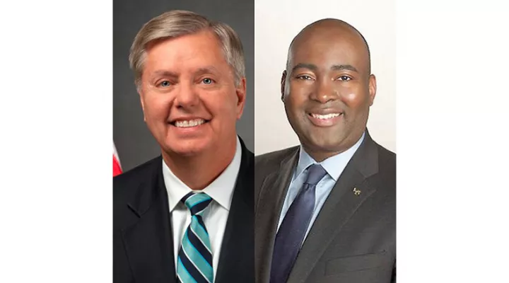 Sen. Lindsey Graham (l) and Jaime Harrison (r)