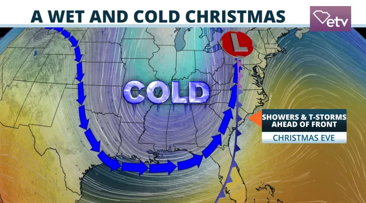 Strong Cold Front to Move in Christmas Eve with a Blast of Cold Arctic Air for Christmas Day 