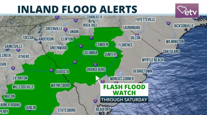 Flash Flood Watch issued for Saturday for parts of South Carolina