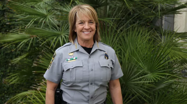 Newly elected Charleston County Sheriff Kristin Graziano outside th Sheriff's Office in North Charleston