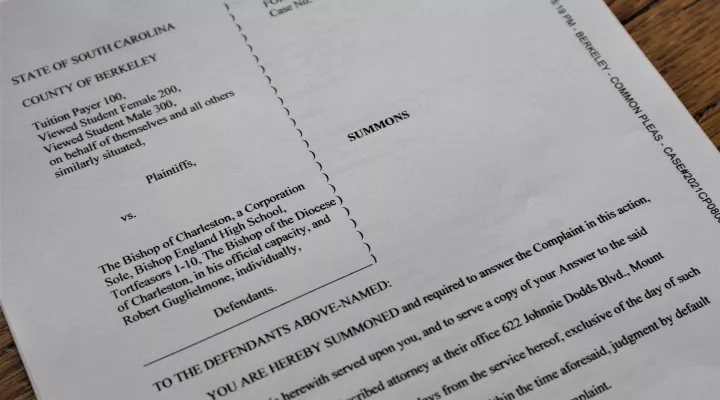 A copy of the $300 milllion lawsuit filed February 3, 2021 against the Doicese of Charleston and others allegeding "egregious acts"