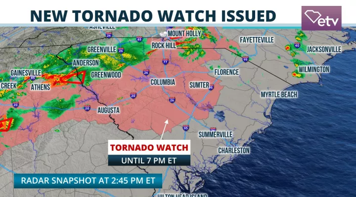  Tornado Watch Issued for parts of South Carolina Monday, May 3, 2021 