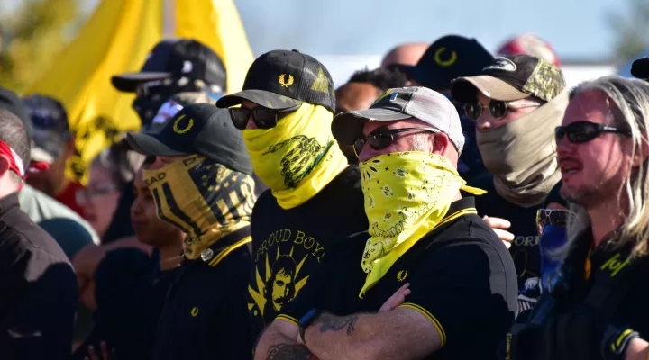  FILE - Proud Boys in Raleigh, NC, October 2020