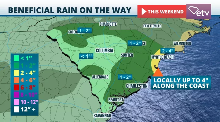  Forecasted rainfall amounts through the weekend