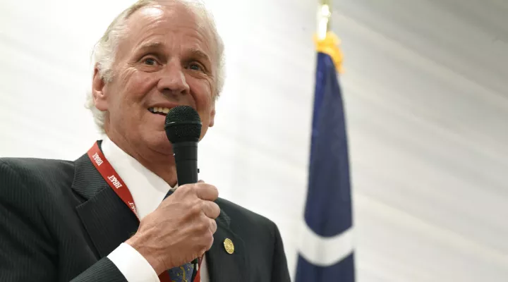 FILE - In this April 30, 2021 file photo, South Carolina Gov. Henry McMaster speaks during the Richland County GOP convention in Columbia, S.C. Continuing efforts to boost South Carolina's economy following pandemic-related hardships, McMaster on Tuesday, June 8 announced a cash infusion for the state's technical colleges, aimed at training out-of-work residents for new skills as they reenter the workforce. (AP Photo/Meg Kinnard, File)