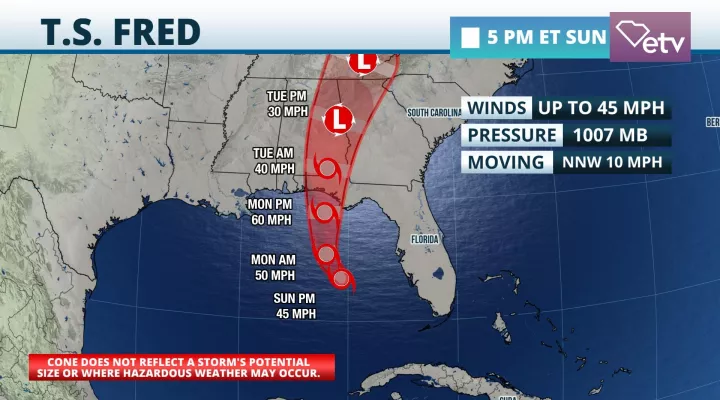 Fred strengthens and is headed for the Gulf coast of Florida
