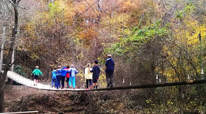  FILE - An elementary school field trip on a portion of the Anne Springs Close Greenway