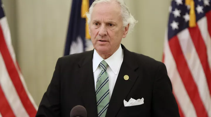In this Aug. 9, 2021, photo, South Carolina Gov. Henry McMaster talks about the current state of the COVID-19 pandemic at a news conference in Columbia, S.C. The ACLU, representing parents of children with disabilities and disability rights groups, filed a federal lawsuit Tuesday, Aug. 24, 2021 against a South Carolina law that bans school districts from imposing mask mandates, arguing that the ban effectively excludes vulnerable students from public schools. Gov. McMaster has said parents should have the …