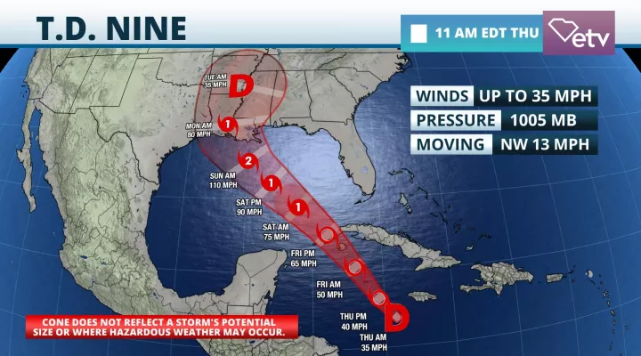  Tropical Depression Forms in the western Caribbean