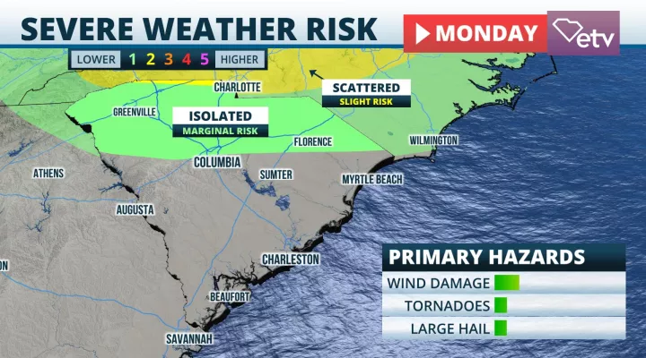 Severe weather risk Monday 